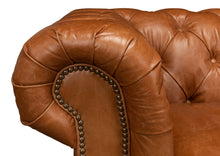 Load image into Gallery viewer, Tufted English Club Sofa, Vienna Brown