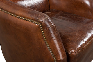 Baker Leather Swivel Chair,Vintage Cigar [53468]