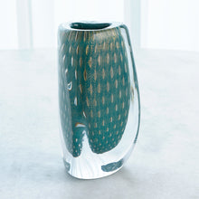 Load image into Gallery viewer, TRIANGULAR BUBBLED VASE-GREEN/AZURE