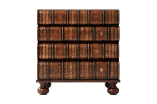 Theodore Alexander  HAND CARVED AND GILT FAUX BOOK NIGHTSTAND