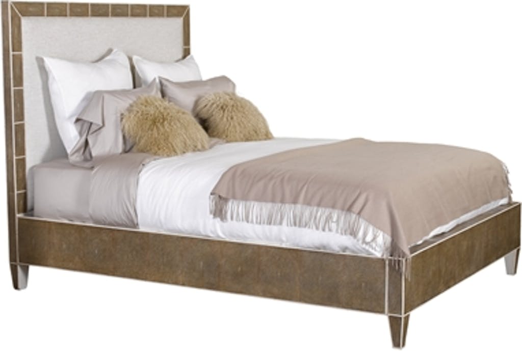 Embossed Leather Shagreen Inlay King Size Bed