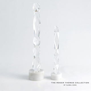 FACETTE COLUMN SCULPTURE-WHITE BASE