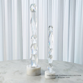 FACETTE COLUMN SCULPTURE-WHITE BASE