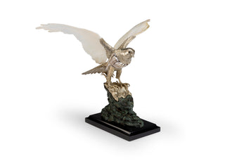 Falcon Sculpture with Silver Plated Brass & Kabibi Shell Accents