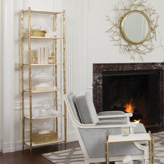 ARBOR ETAGERE-BRASS & WHITE MARBLE