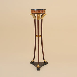 Maitland Smith  PAINTED PEDESTAL W/BLACK WAXSTONE TOP