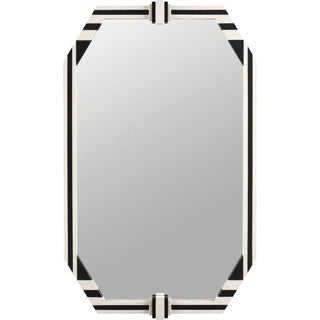 Maitland Smith BLACK AND ANTIQUE IVORY STRIPED MIRROR