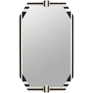 Maitland Smith BLACK AND ANTIQUE IVORY STRIPED MIRROR