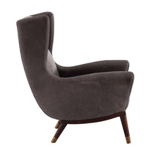 Load image into Gallery viewer, OPHELIA LOUNGE CHAIR GRAPHITE LEATHER DARK WALNUT  8107