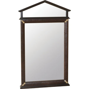 8196-28 - MIRROR W/CROC PATTERNED LEATHER INLAY