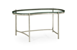 Silver Kidney Desk with Glass Top Silver Kidney Desk with Glass Top 494214-S