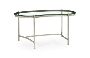 Silver Kidney Desk with Glass Top Silver Kidney Desk with Glass Top 494214-S