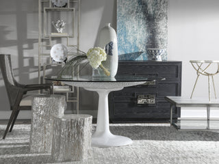 SEASCAPE WHITE DINING TABLE WITH GLASS TOP