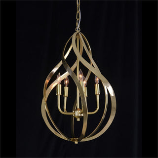 Ribbons of Brass Swirls Five-Light Pendant