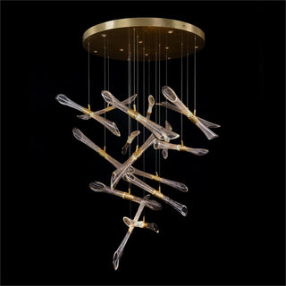 Rhapsody Fluted and Seeded Glass Tubes Chandelier