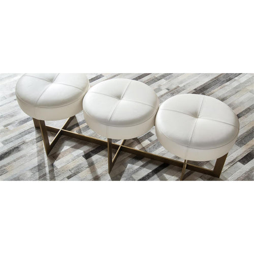 White Leather Button Bench AMF-1474-WHTE-AS