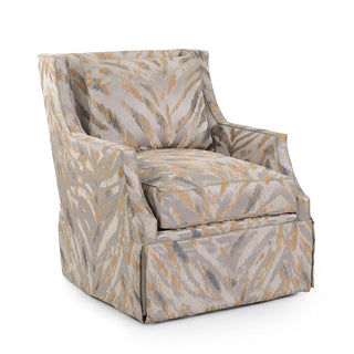 Wingback Scoop-Arm Swivel Glider Skirted Chair