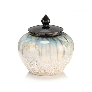 White and Smalt Blue Lidded Jar II JRA-10640