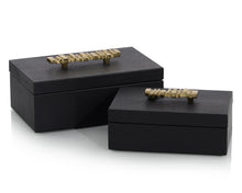 Load image into Gallery viewer, Set of Two Onyx Antique Grain Leather Boxes JRA-11807S2