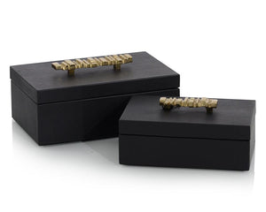 Set of Two Onyx Antique Grain Leather Boxes JRA-11807S2