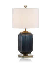 Load image into Gallery viewer, Navy Blue Glass and Brass Table Lamp JRL-10378