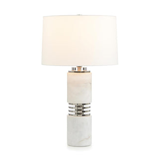 White Marble Column Table Lamp