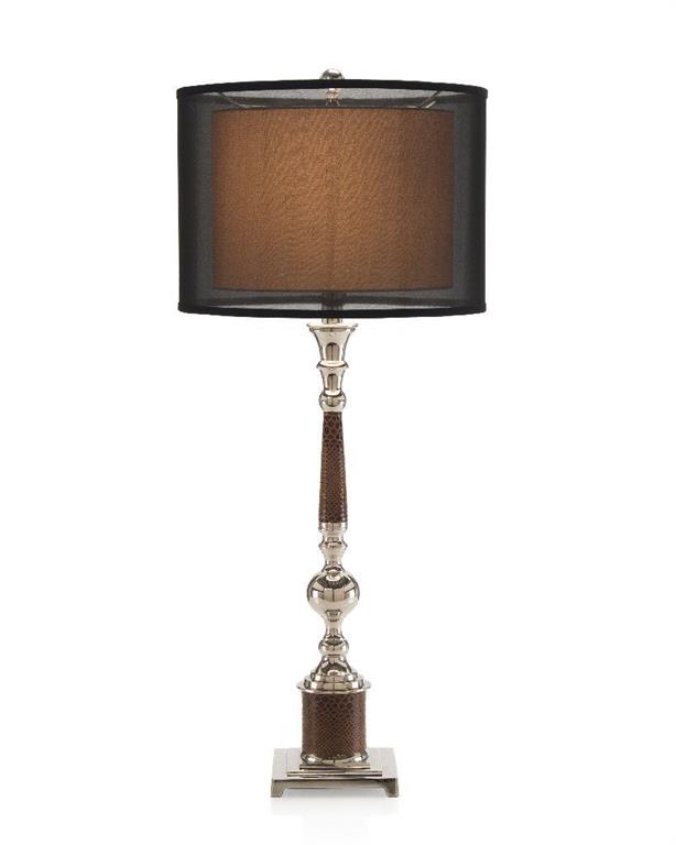 Leather-Wrapped Nickel Buffet Lamp JRL-8958
