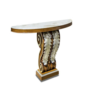CARVED CONSOLE, MARBLE TOP