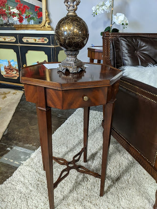 Scarborough House Crotch Mahogany Octagonal Occasional Table-SH07-012015M