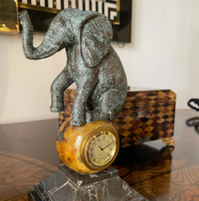 Load image into Gallery viewer, Maitland Smith VERDIGRIS BRASS ELEPHANT TABLE TOP CLOCK-8139-13