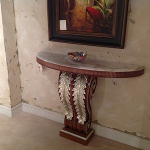 CARVED CONSOLE, MARBLE TOP
