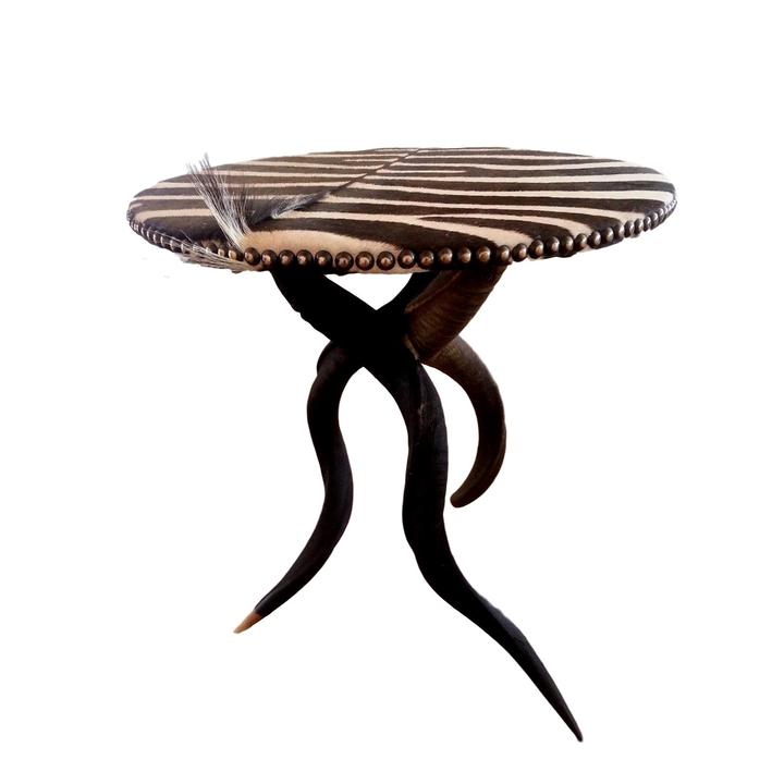 TRIPOD Table - Zebra Table Top with Natural Kudu Base