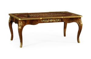 Mahogany Rectangular Coffee Table with Brass Details