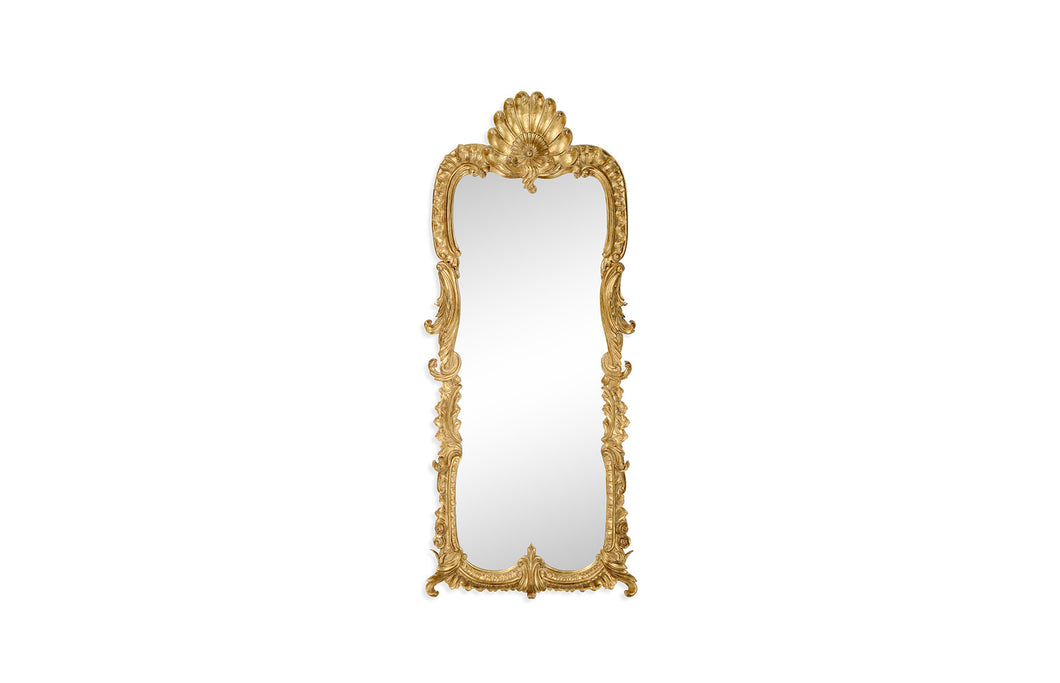 Tall Gilded Mirror with Scallop Shell