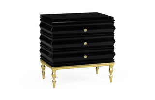 Rippled Black Lacquer Chest of Drawers 500017-BLG