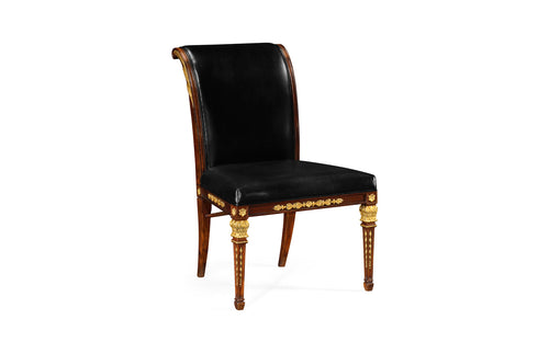 Empire Angel Wing Side Chair-Black Leather