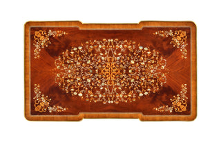 Mahogany Rectangular Coffee Table with Brass Details