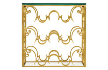 Load image into Gallery viewer, Rectangular Arabesque Gilded Iron End Table with 20mm Clear Glass Top 500149-G-GCL