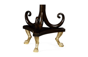 Square Charcoal & Gilded End Table with Antique Mirror Top