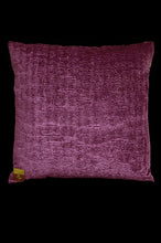 Load image into Gallery viewer, Barbarigo Dark Plum printed velvet square cushion
