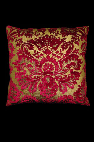 Barbarigo Dark Red printed velvet square cushion
