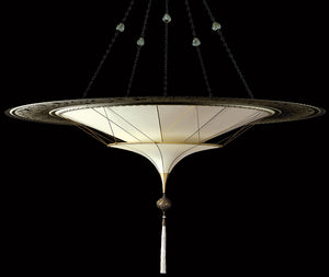 Scheherazade 2 tiers Plain silk lamp with metal ring