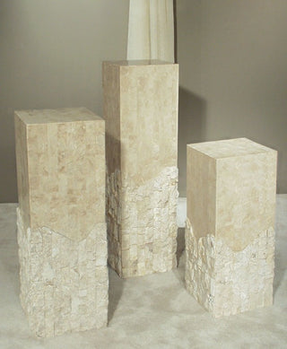 Beige Fossil Square Rough and Smooth Pedestal 42 In.
