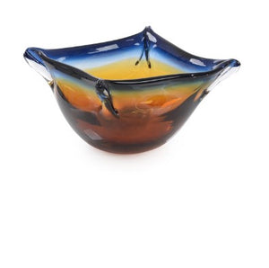 Handblown Dark Blue and Amber Glass Bowl JRA-13144