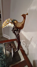 Load image into Gallery viewer, MAITLAND SMITH FINISHED CAST BRASS PEACOCK DESK LAMP-8189-17